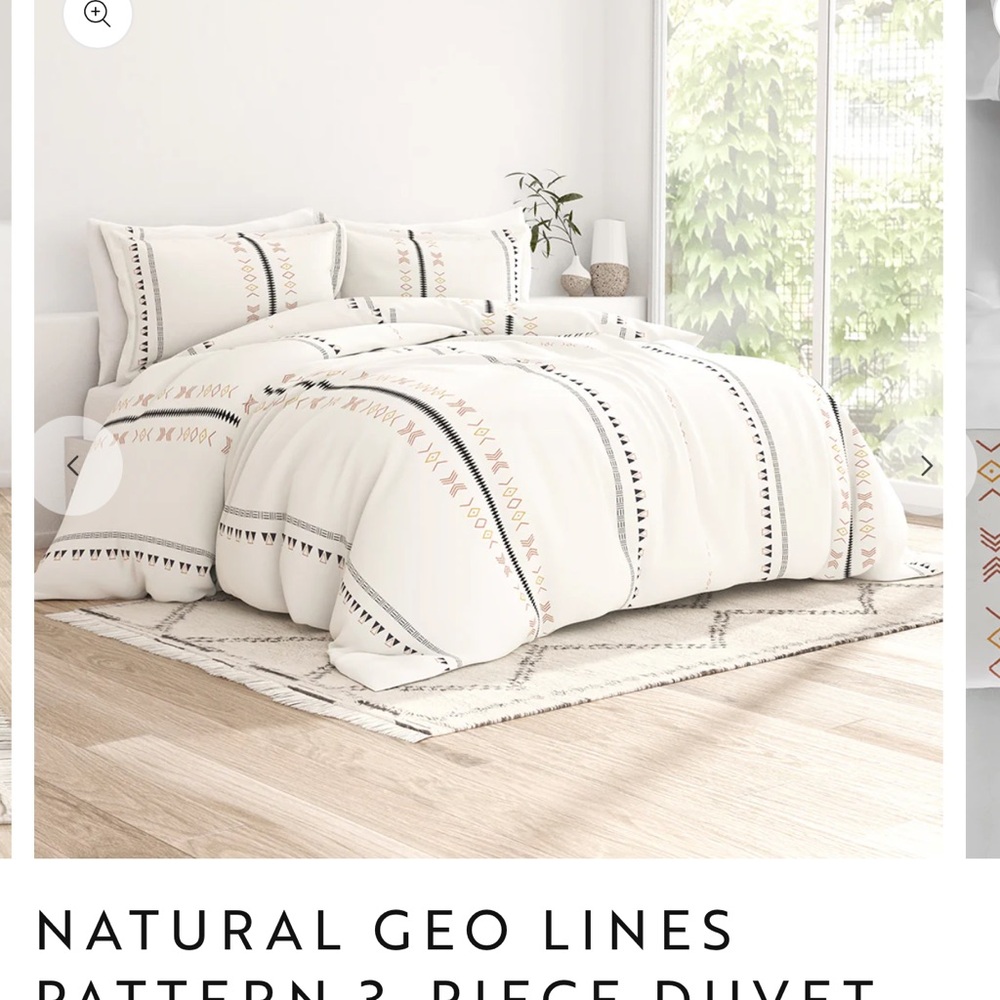 Cream Modern Geometric Duvet Cover Set
